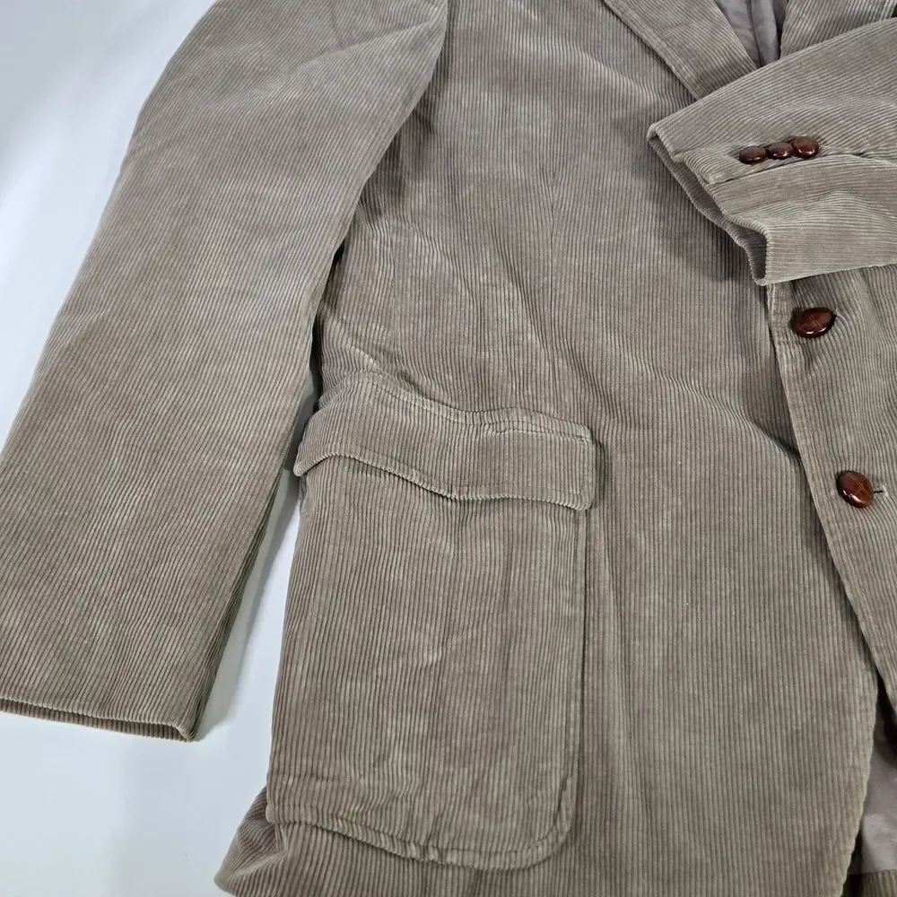 Vintage Jordache Mens‎ 46R Corduroy Sport Coat Blazer Brown Jacket